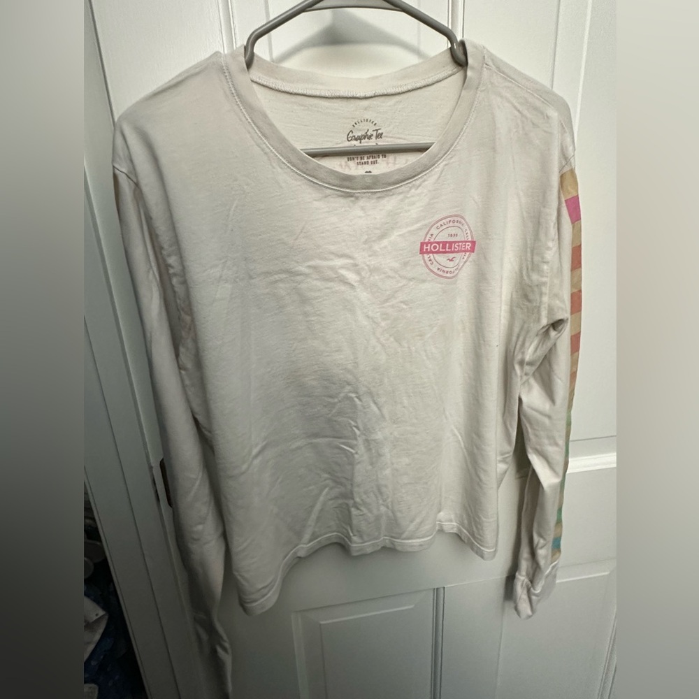 Hollister Cream Long Sleeve with Pink Logo